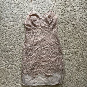 Pink lace and mesh slip dress